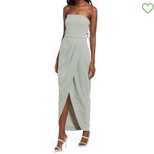 WAYF Angelique Strapless Tulip Gown in Sage Size Small NWOT